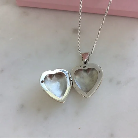 Sterling Silver Puffed Heart Locket Necklace - Picture 6 of 16